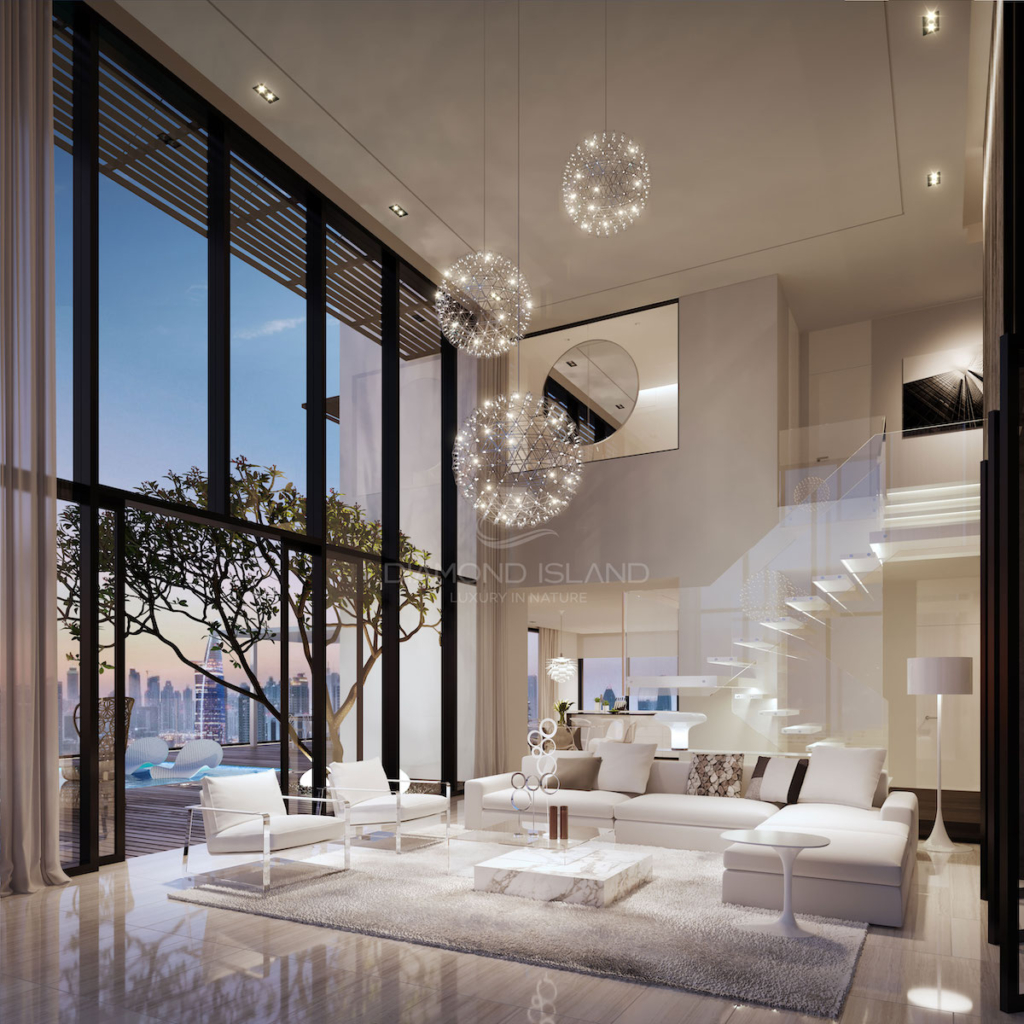 Tầm nhìn ra Bitexco từ phòng khách căn hộ Penthouse Diamond Island