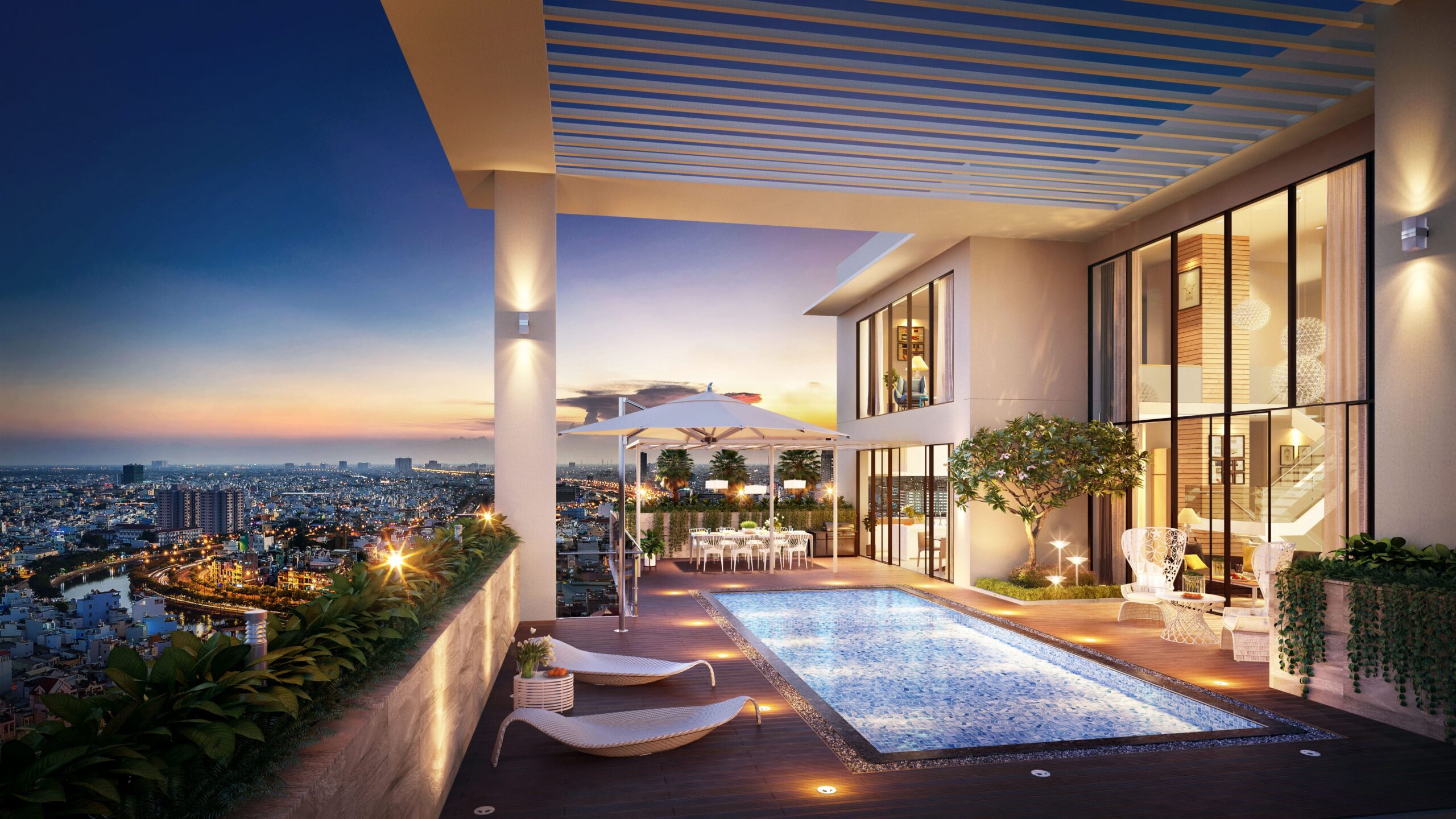 Penthouse Đảo Kim Cương với thiết kế độc đáo với hồ bơi riêng