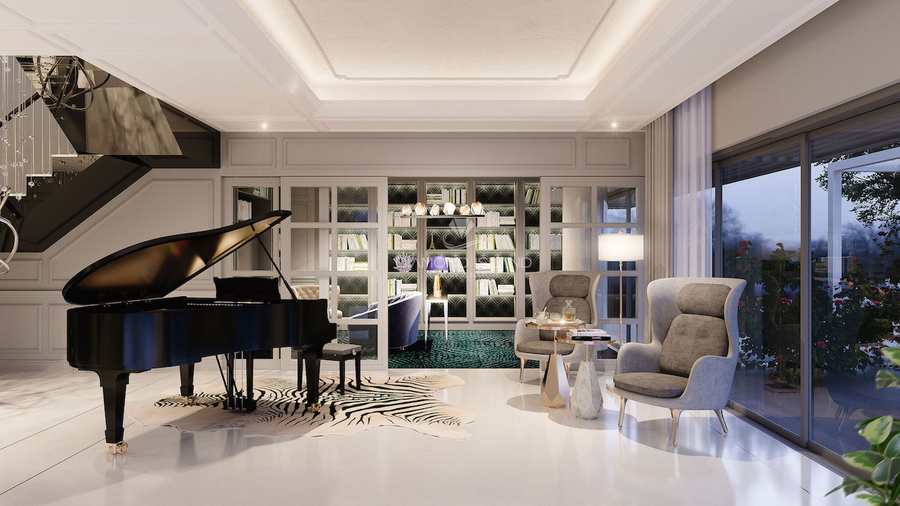 Phòng khách Garden Villa Đảo Kim Cương hiện đại mang đậm phong cách thiết kế Kaze