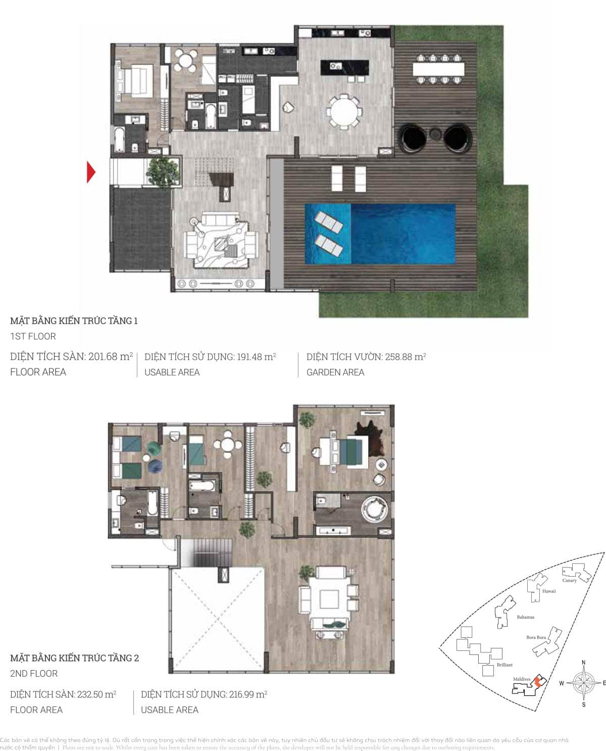 Layout thiết kế căn hộ Penthouse Đảo Kim Cương Q2
