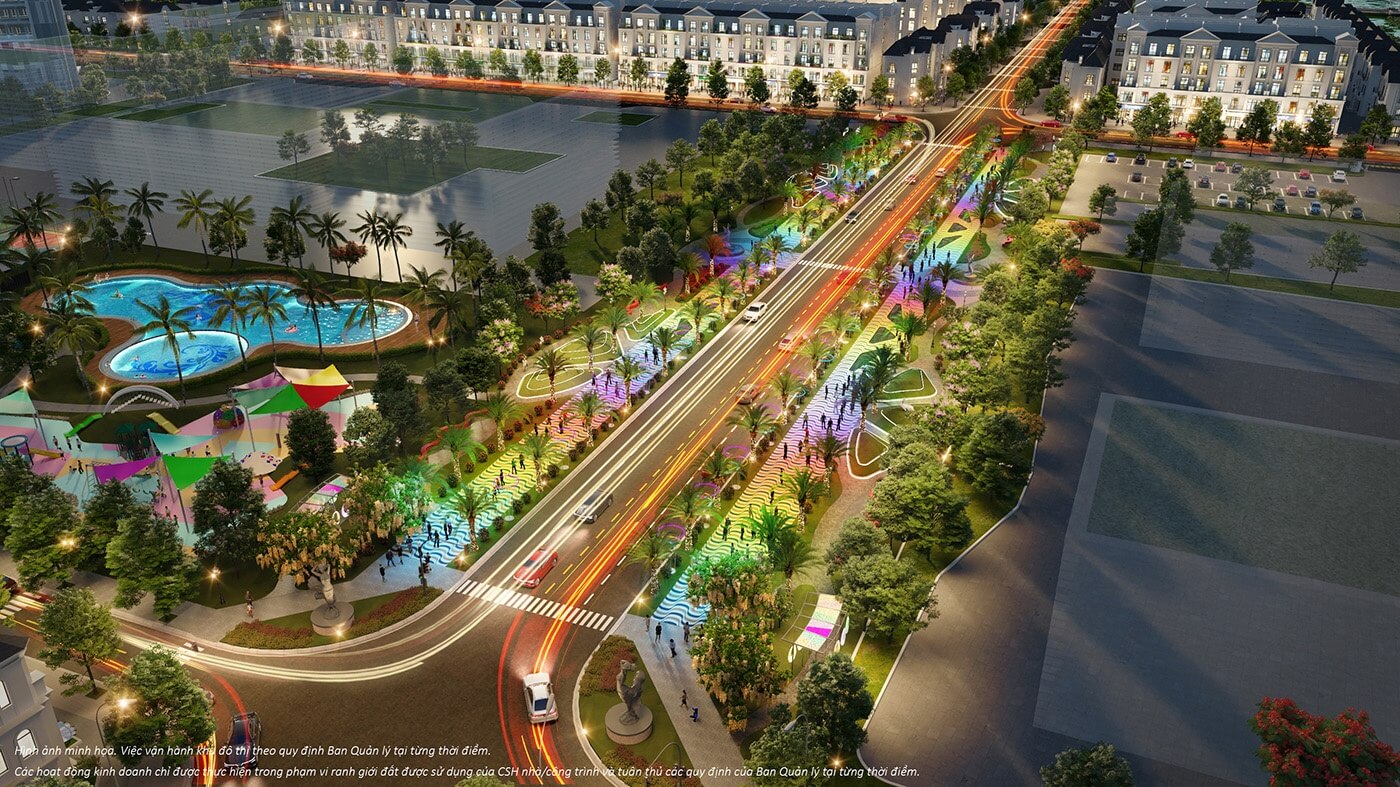 Đại lộ ánh sáng trải dọc khu biệt thự Vinhomes Grand Park
