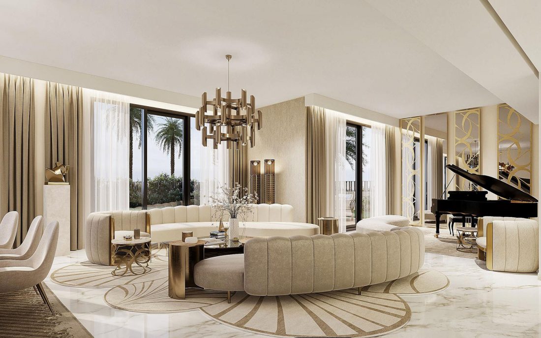 Dinh thự phiên bản bản giới hạn Signature Villas đánh dấu thiết kế nội thất đầu tiên của Elie Saab tại Ai Cập. Ảnh: Design Middle East