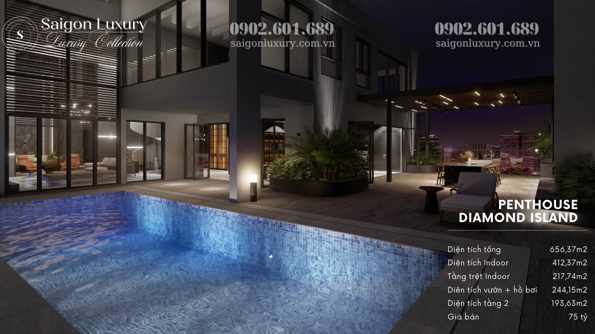 Penthouse Diamond Island có hồ bơi riêng