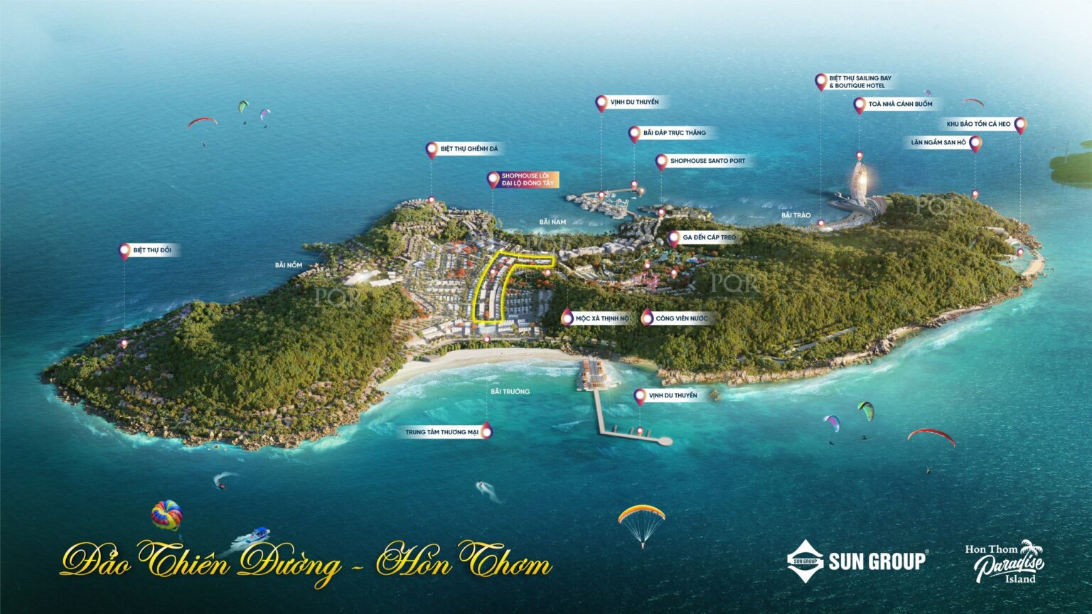 Vị trí Commercial Villa trong dự án Hon Thom Paradise Island
