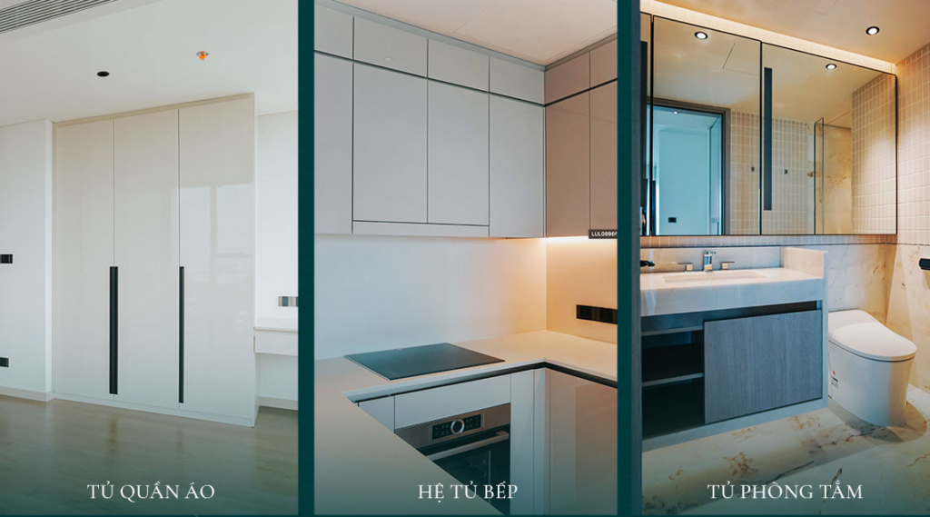 Được hoàn thiện bởi đội ngũ Italian Fit Out, các chi tiết nội thất gắn tường bên trong căn hộ hàng hiệu Marriott tại tòa Lake được sản xuất 100% từ Italy