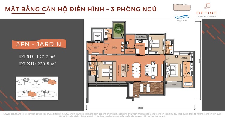 Layout design 3BR Define Capitaland