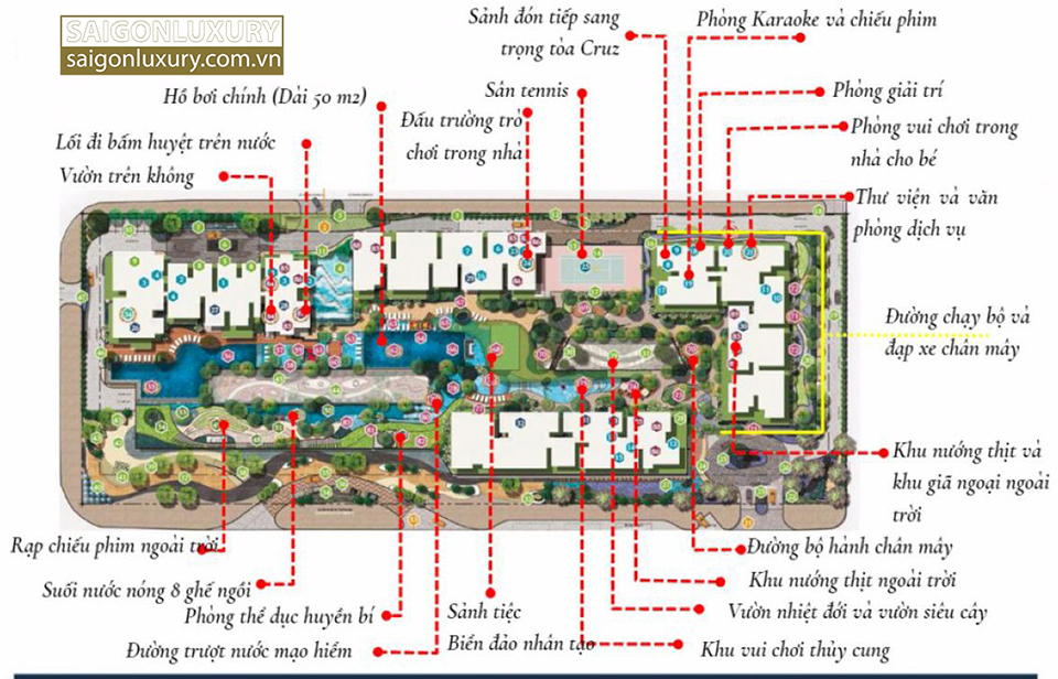 Hơn 100 tiện ích cao cấp tại Feliz En Vista