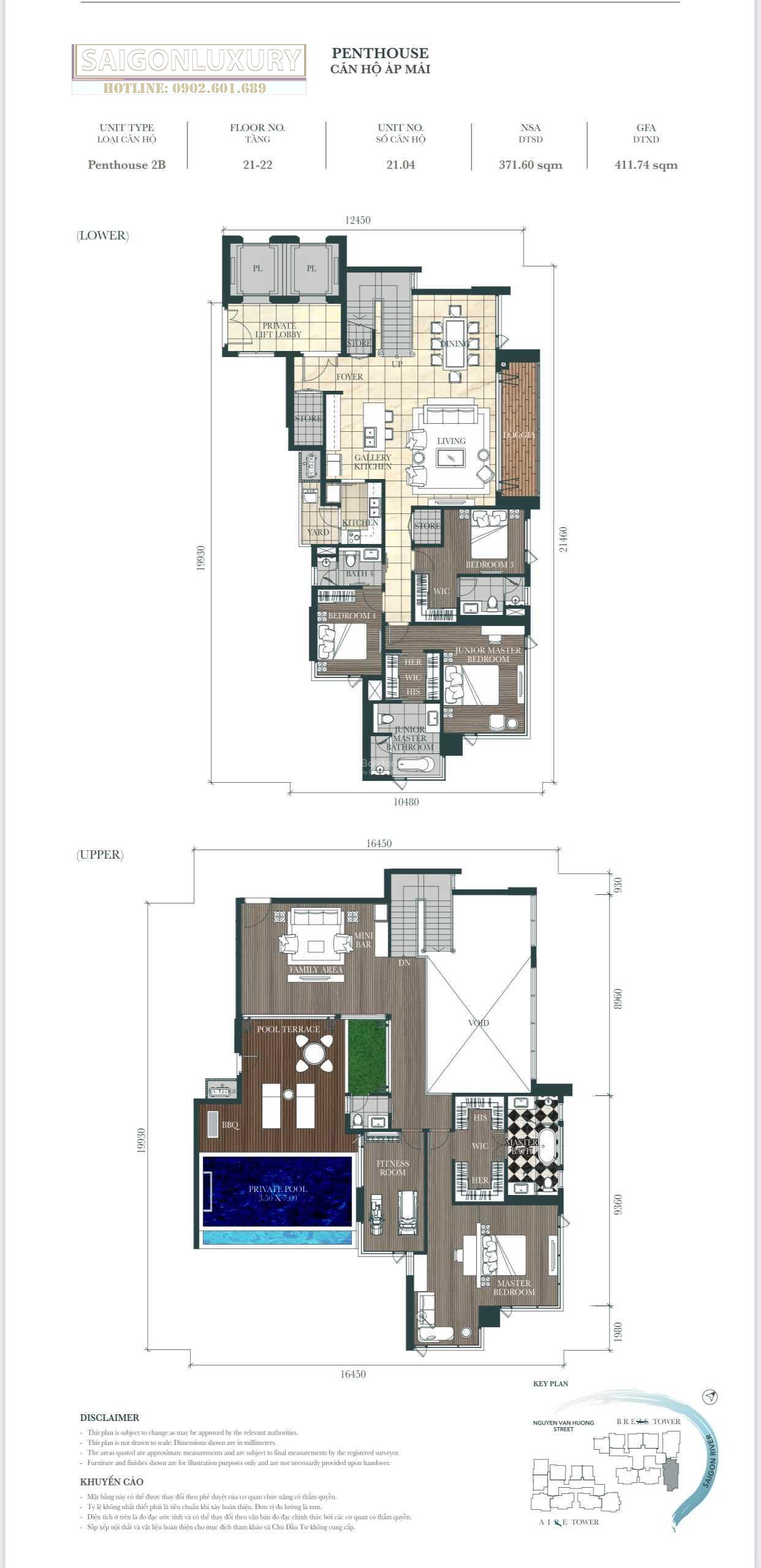 Layout bố trí mặt bằng Penthouse D'Edge