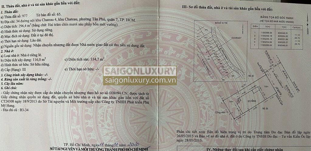 Biệt thự song lập Chateau Phú Mỹ Hưng, sổ hồng hoàn công đầy đủ