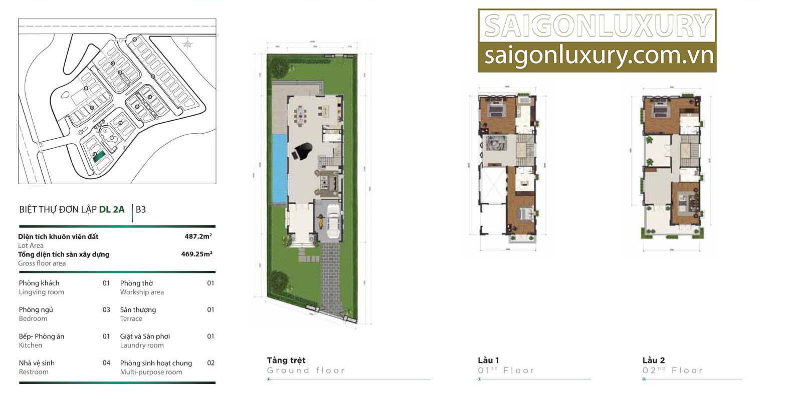 Layout thiết kế biệt thự đơn lập view sông tại Venica Khang Điền