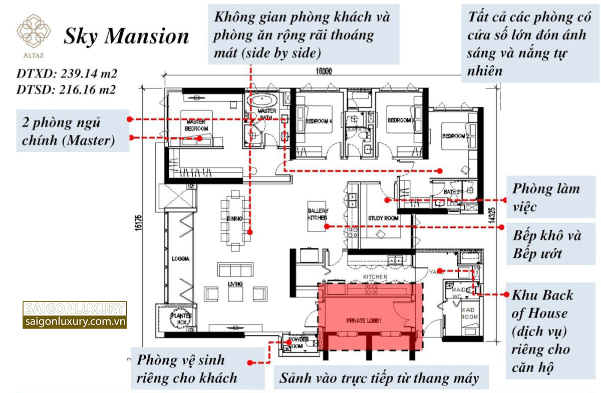Căn hộ tòa Altaz với thang máy riêng, diện tích lớn, bàn giao hoàn thiện cao cấp