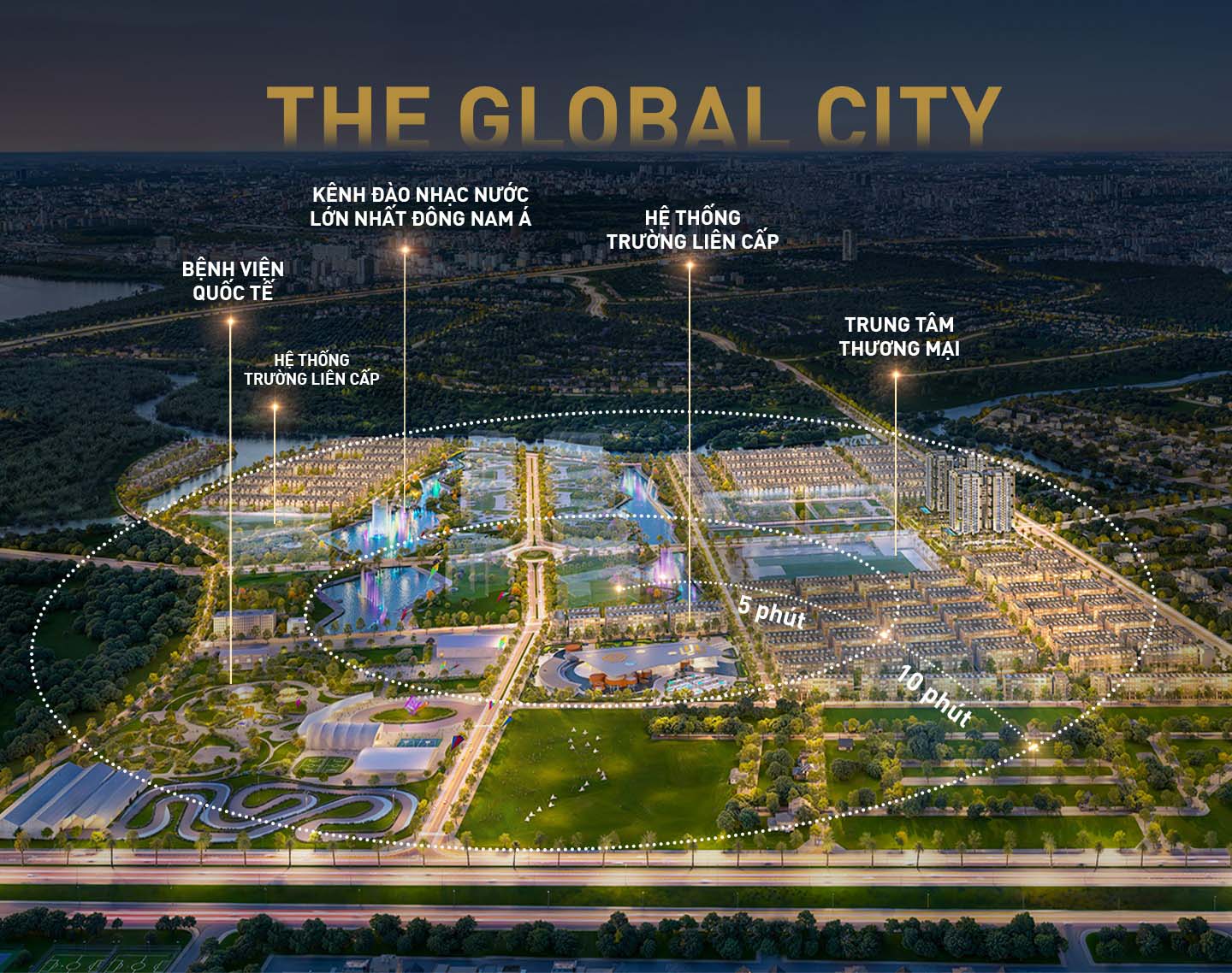 Khu đô thị The Global City với quy hoạch hiện đại bởi công ty kiến trúc hàng đầu thế giới Foster + Partners. Và Lumiere Midtown nằm ngay lõi trung tâm của The Global City