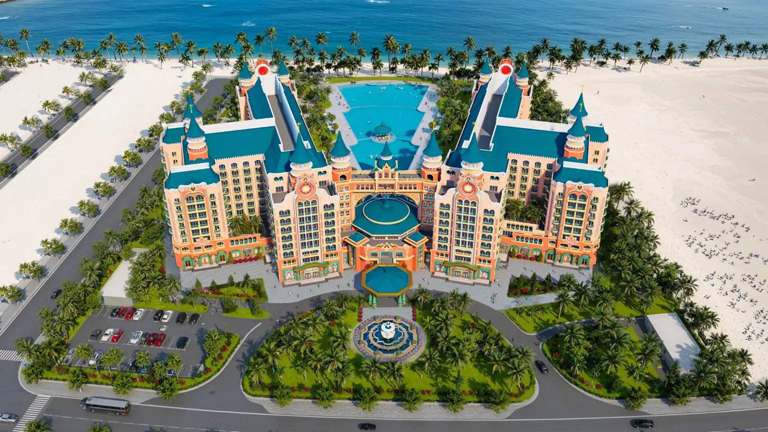 Hình phối cảnh của 1 khách sạn tại Vinhomes Green Paradise
