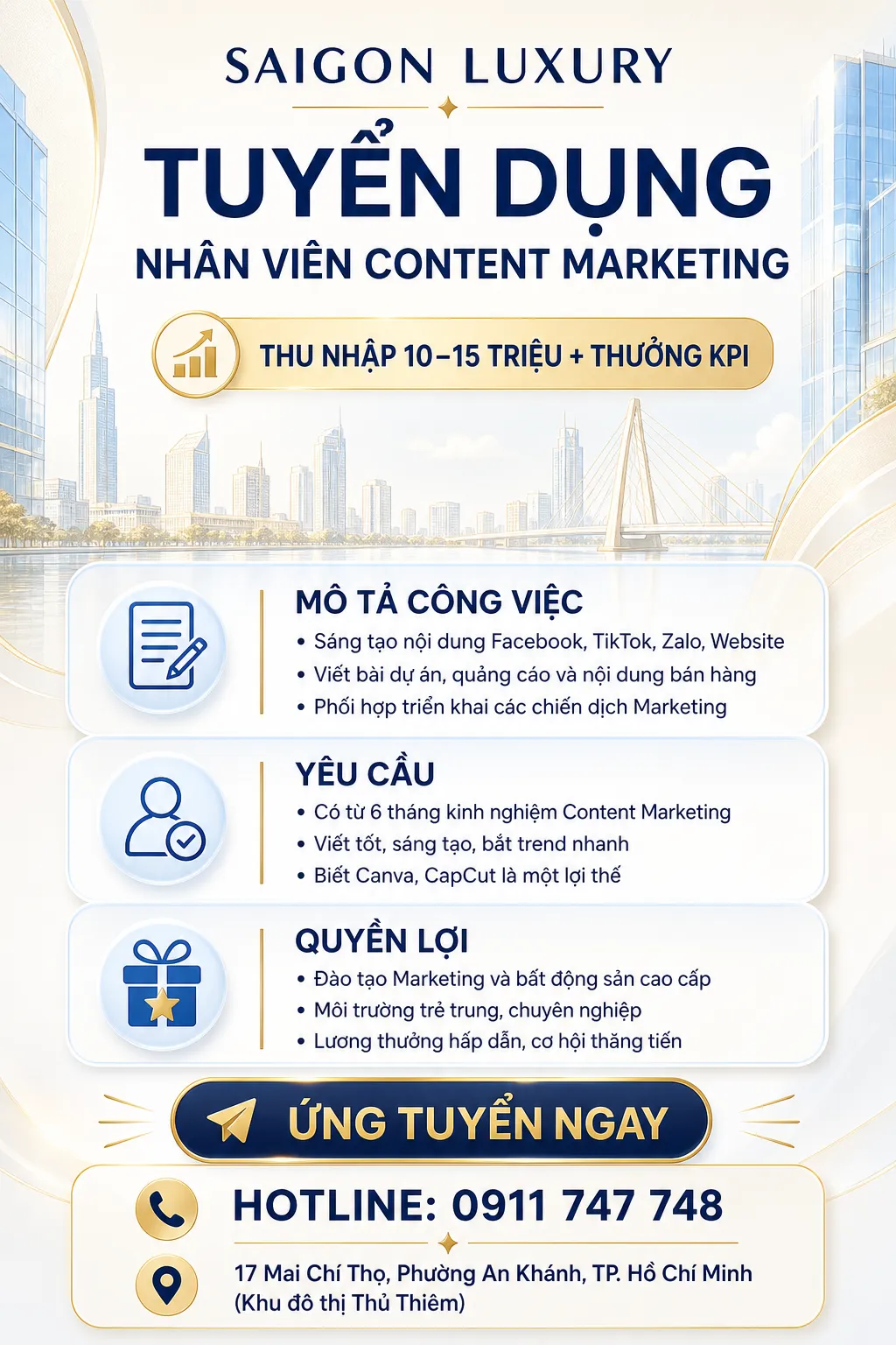 Saigon Luxury tuyển dụng content Marketing